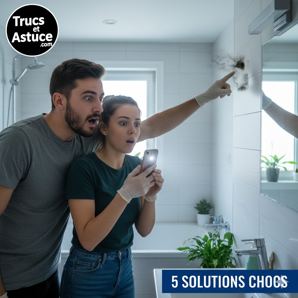 Comment enlever les taches de moisissure sur un mur de salle de bain avec des solutions efficaces.