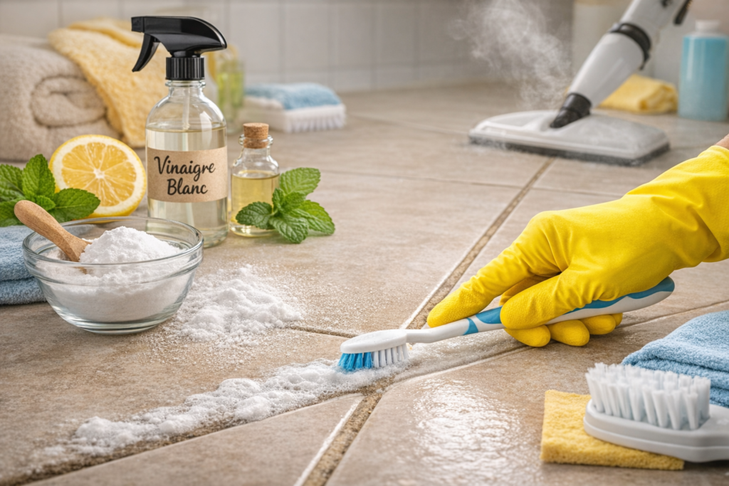 nettoyer joints céramique avec bicarbonate et vinaigre blanc