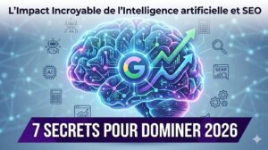 Guide pratique illustrant l'impact de l'intelligence artificielle et SEO sur le référencement Google en 2026.